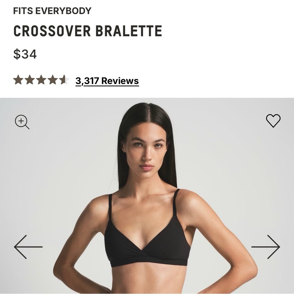 New Fits Everybody Crossover Bralette in Onyx - Small.